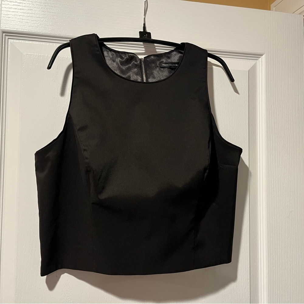 WHITE HOUSE BLACK MARKET SLEEVELESS TAFFETA BODICE TOP SIZE 12 BLACK NWT! - Picture 4 of 5